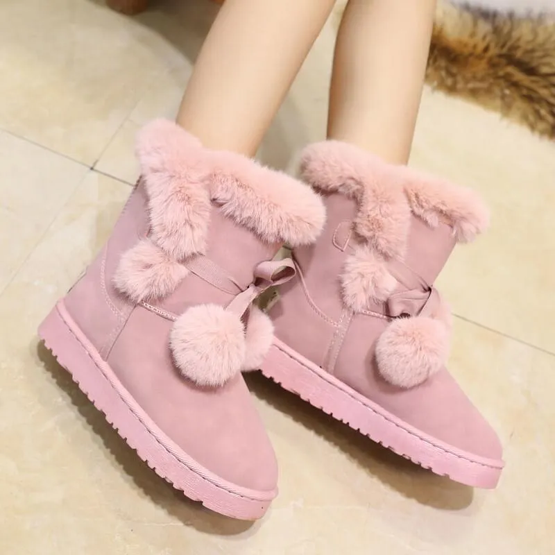 Winter Fur Snow Lace up Ankle Boots