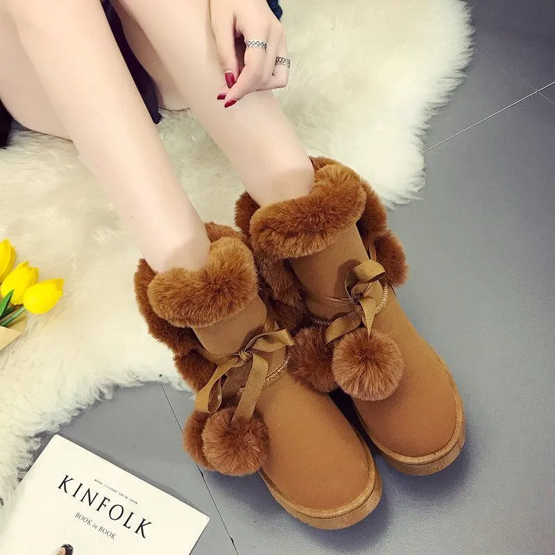 Winter Fur Snow Lace up Ankle Boots